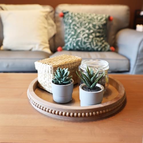 Hrastany Round Wood Decorative Serving Tray for Coffee Table, Brown - Image 6
