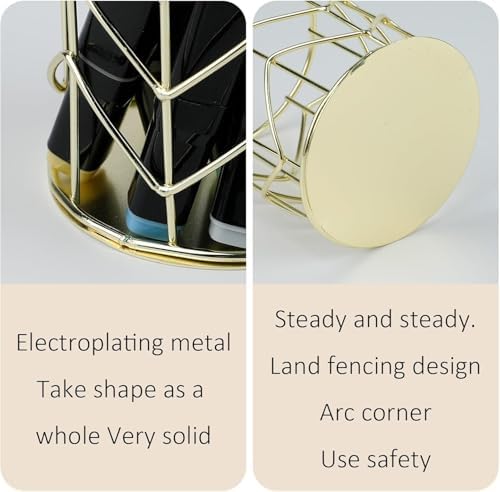 2 Pcs Square Post Note Holder and Circle Pen Holder, Metal suit for Home Office Supplies Workspace School for Desk Organize(Gold) - Image 7