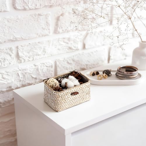 Hipiwe Wicker Shelf Basket Box Mini Seagrass Baskets with Lid,6.1"x4"x3.3" - Image 7