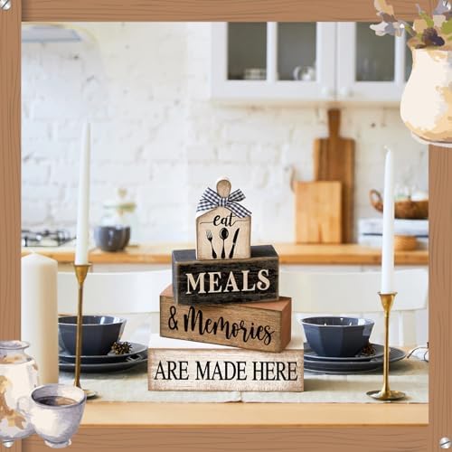 Moucuny 4 Pcs Farmhouse Kitchen Decor Wooden Plate Farmhouse Table Decor - Image 6