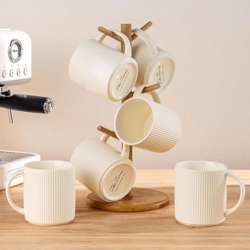 theterra Ceramic Coffee Mugs Set of 4, 14.2 oz Coffee Cups with Handle - Image 7