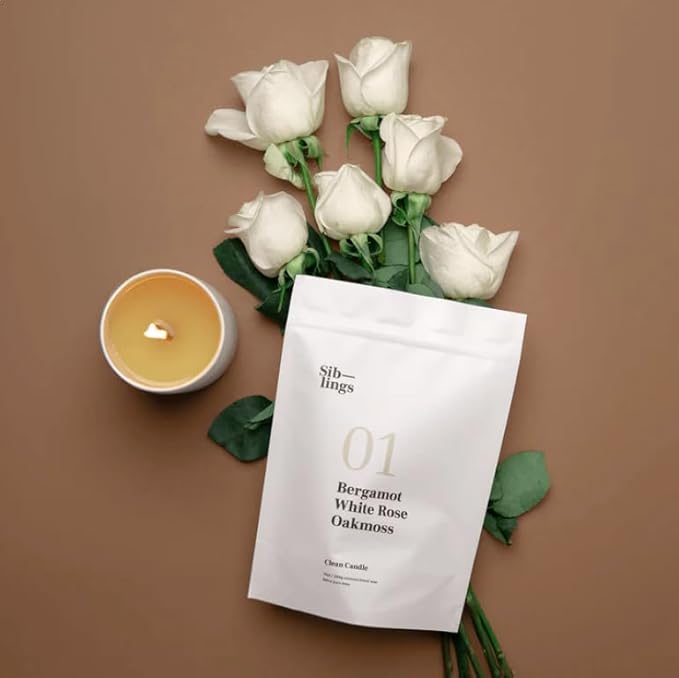 Siblings Candle Making Kit | DIY Coconut-Soy Wax Candle Kit with Wooden Wick | Scent No 01: Bergamot, White Rose, Oakmoss | Clean, Non-Toxic, Reusable, 60 Hr Burn
