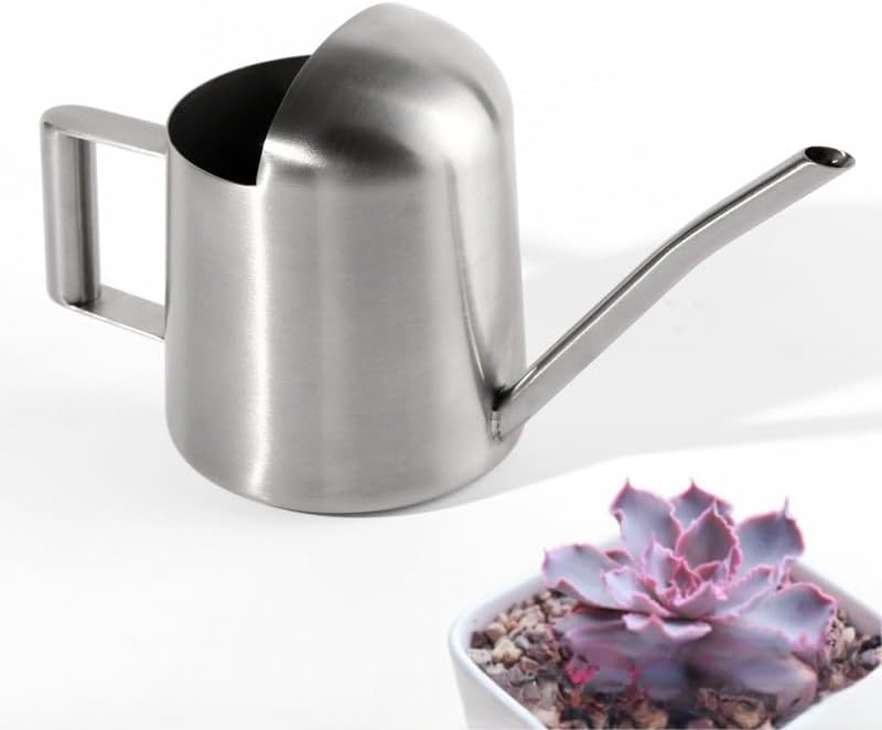 Mini Watering Can Stainless Steel Long Spout 10oz/300ml Small Watering Can for Indoor Desk Plants Outdoor Flowers Succulents Garden Watering Pot Gardening Tool(Sliver) - Image 7