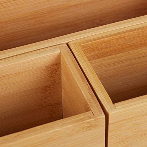 Relaxdays Desk Organiser, Set of 4, Pen Holder, Bamboo Tray, Pen Tray, for Office Utensils, Letters, Natural - Image 7