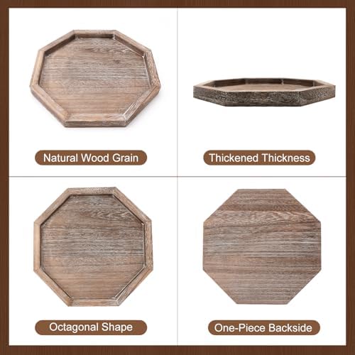 Rustic Candle Holder Plate Round Wooden Decorative Tray for Coffee Table - Image 7
