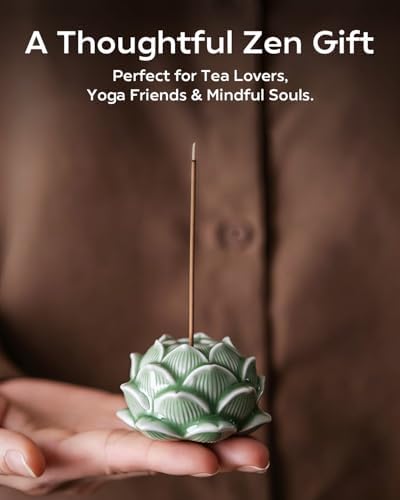 Hand-Dyed Ceramic Lotus Incense Stick Holder - Zen Meditation Artwork for Home & Yoga Decor - Image 5