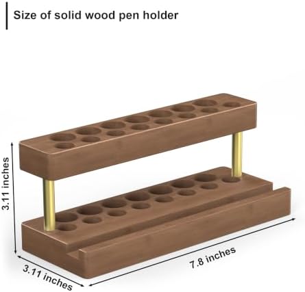 Wooden Pen Holder for Desk, Solid Wood Pen Display Stand with 15 Slots - Image 6