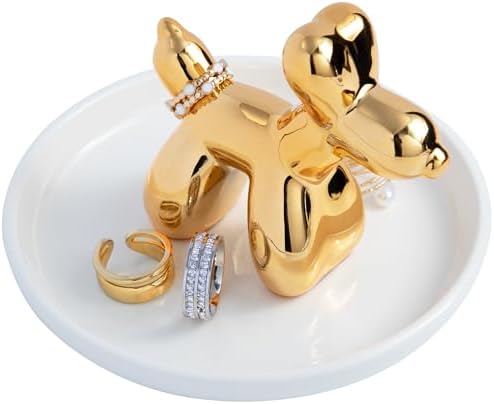 OSOPOLA Ceramic Golden Dog Jewelry Tray Ring Holder Dish Key Tray - Image 6