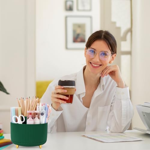 SKYDUE 360 Degree Rotating Desk Organizer, Dual-Purpose Pencil Pen Holder for Desk, Rotating Desk Pen Organizer with 5 Slots, Art Supplies, Pencil Cup for Office, School, Home - Image 6