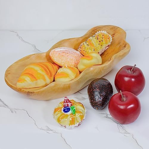 BTEOBFY Wooden Fruit Bowl Handcrafted Wood - Natural Fruit Basket for Kitchen Counter Display, Decorative Bowl for Apples, Oranges, Pineapples (15 Inch) - Image 7