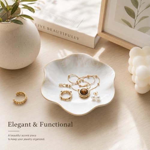 Lotus Leaf Jewelry Dish Tray, Trinket Tray for Earrings, Rings(White) - Image 7