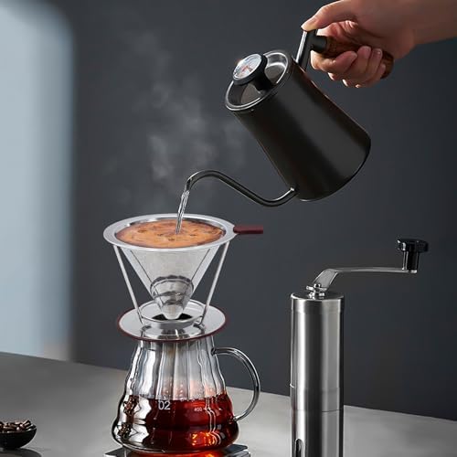 Pour Over Coffee Dripper Stainless Steel Coffee Filter Metal Cone Filter Paperless Reusable Single Cup Maker 1-2 Cup With Non-slip and Removable Cup Stand - Image 6