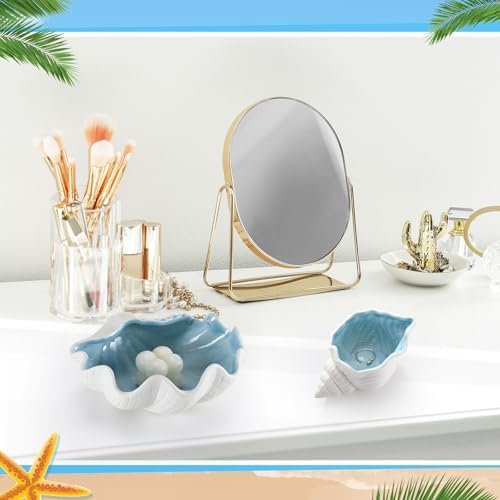 Teenyyou 3 Pcs Ceramic Seashell Jewelry Holder Conch Seashell Bowl, Blue - Image 6