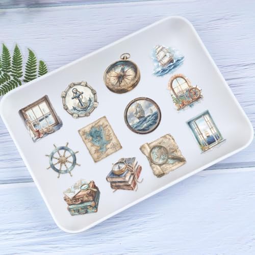 50 PCS Retro Sailing Stickers for Scrapbooking Journaling Junk Journal Scrapbook Supplies - Waterproof Transparent PET Aesthetic Decals for Resin Crafts Decorative Art Crafts (Retro-2) - Image 7