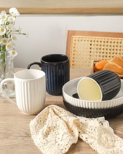 HASENSE 16 oz Ceramic Coffee Mugs Set of 4, Ribbed Navy Blue Coffee & Tea Cups, Dishwasher & Microwave Safe, Ideal for Housewarming & Wedding Gifts - Image 6