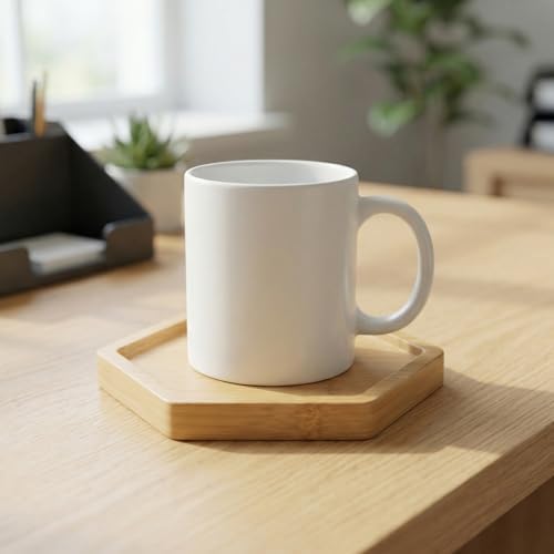 HOIGON 30 Pack Bamboo Coasters, 4 Inch Natural Wooden Coasters, Hexagonal Bamboo Tray Saucer Set for Drinks, Crafts, Succulents - Image 7