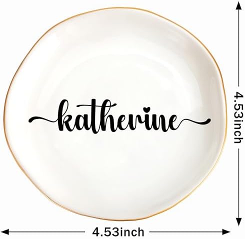 JoycuFF Katherine Personalized Name Ceramic Jewelry Tray, Mothers Day Christmas Anniversary Engagement Birthday Gifts for Women Couples, Trinket Dish for Rings Earrings Necklaces Bracelets Keys - Image 6