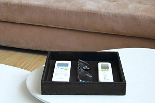 HofferRuffer Faux Leather Vanity Tray, Elegant Desktop Storage Organizer, Decorative Catchall for Perfume, Bathroom Valet, Nightstand or Dresser, Black, 10.2 x 8.4 x 1.8 Inches - Image 6