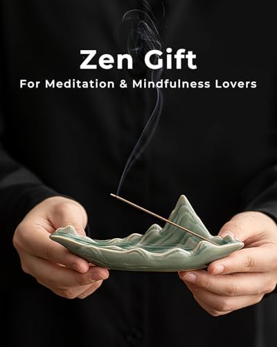 Zen Incense Stick Holder with Ash Catcher – Chinese Rivers & Mountains Landscape Ceramic Boat Incense Burner for Home, Spa, Meditation, Yoga - Image 6