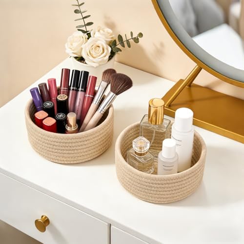 Dahey Set of 4 Mini Woven Baskets, Small Gift Baskets for Organizing, Beige - Image 7