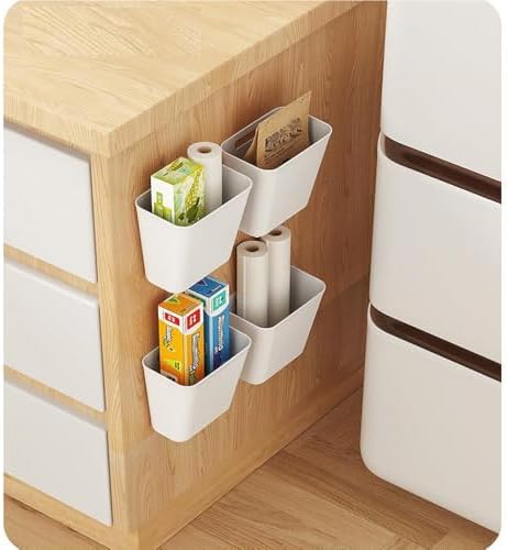 4 Piece Kitchen Cabinet Door Storage Box,Self Adhesive Wall Mounted Storage Box,Wardrobe/Bathroom/Refrigerator Small Items Organizer (Pack of 2) - Image 6