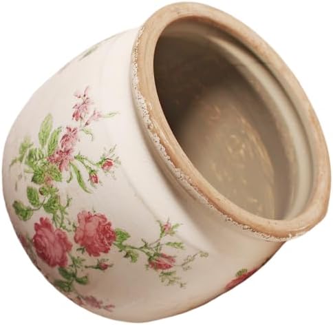 Decorative Pink Vintage Floral Pots, Ceramic Garden Pots with Drainage - Image 6