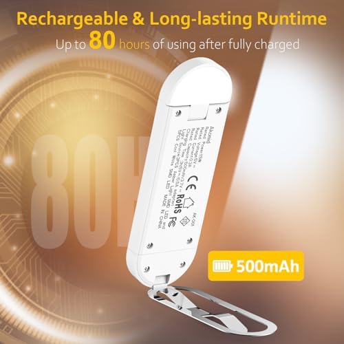 Akomid Book Light USB Rechargeable Clip on Reading Light, Eye-Cared Amber Light Mode Book Light for Reading in Bed Kids, 8 LEDs Bookmark Portable Stepless Dimming, White - Image 7