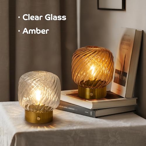 LUSHARBOR Battery Operated Table Lamp with Timer, Stepless Dimming Small Bedside Lamp Battery Powered Cordless Lamp for Home Decor Entryway/Living Room/Coffee Table/Shelf Transparent - Image 7