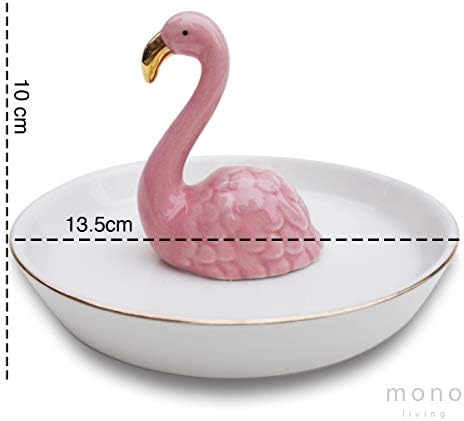 Flamingo Jewelry Holder & Ceramic Ring Dish – Pink Tropical Decor for Kitchen Sink or Vanity – Cute Engagement, Birthday, or Mother’s Day Gifts for Women & Girls – Gold-Rimmed Tray - Image 6