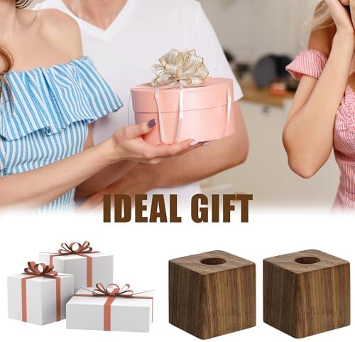 2-Piece Walnut Wood Single-Slot Pencil Holder Set - Image 4