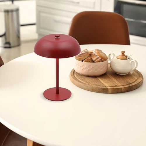 2 Pack Cordless Mushroom Table Lamp, Rechargeable, Dimmable 3 Color, Red - Image 7