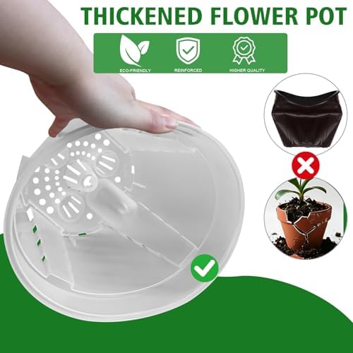 Cdd's Path Large Naked Root Planter Self Watering Pots Set with Holes for Indoor/Outdoor Plants, Planter Pot with Watering Hole/Reservior and Air Pipes (Clear, 8 inch-5 Pack) - Image 6