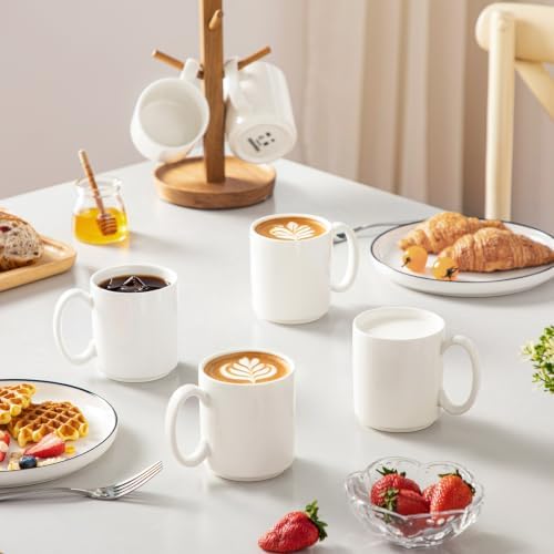 vancasso Porcelain Coffee Mugs Set of 6, 12 Oz Coffee Cups for Latte, Cappuccino, Tea & Hot Cocoa, Modern Minimalist Mug Set for Home & Office, Microwave & Dishwasher Safe, White - Image 6