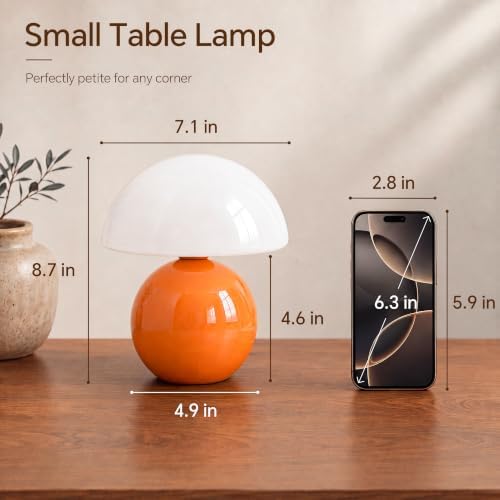Dawnwake Mushroom Lamp Table Lamps Set of 2 for Bedroom Living Room,Orange - Image 7