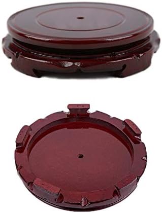 AKOAK Vintage Circular Wooden Vase Aquarium Table Lamp Teapot Base, Rotatable Home Decoration Display Stand (4.7") - Image 3