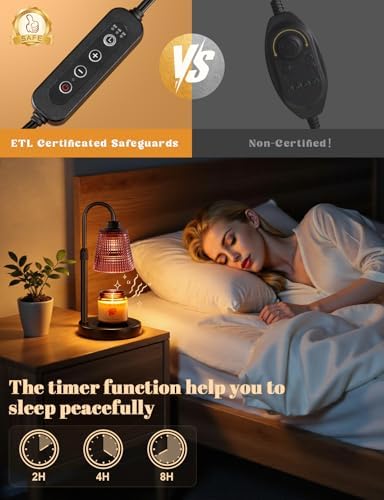 Pomegranate Red Candle Warmer Lamp with Timer, Dimmable Candle Warmer for Home Decor, Height Adjustable Candle Lamp for Jar Candles, Birthday Gifts for Women Mom, House Warming Gifts New Home - Image 6