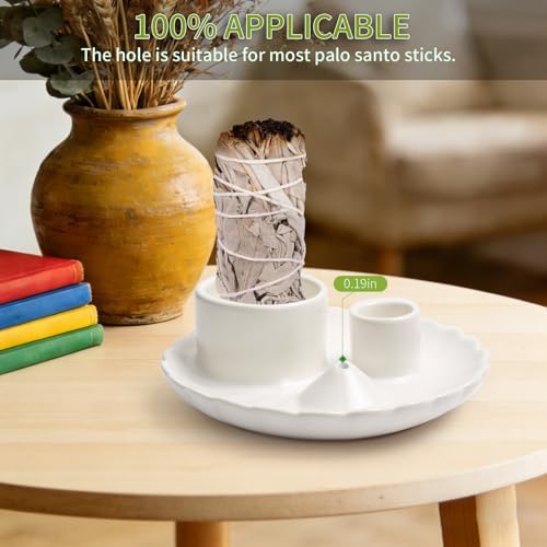 Palo Santo Sticks Holder, 4 in 1 Incense and Candle Holder White - Image 7