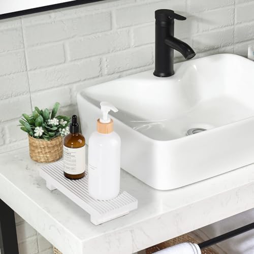 Bathroom Sink Tray Wood Riser Display Kitchen Decor Soap Holder, White - Image 6