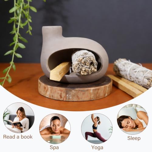 MOUGIGI Mini Chiminea Smudge Stick Holder, Sage and Palo Santo Holder Bowl - Image 6