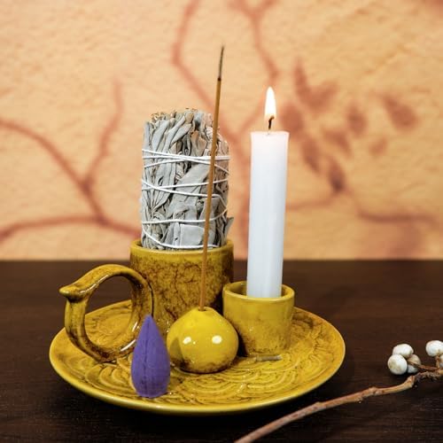 5 in 1 Ceramic Incense Holder for Palo Santo, Sage, Sticks, Cones, Candle - Image 6