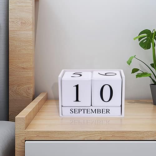 Notakia Wooden Gaobei Desk Blocks Calendar Perpetual Block Month Date Display (Large white) - Image 7