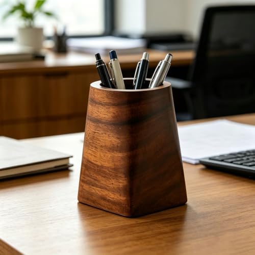 Nykto Wooden Pen Holder, Office Supplies Organizer Caddy Stand - Image 4