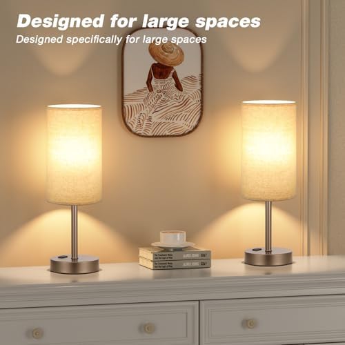 Fenmzee 17.4" Brown Lamp for Bedroom - Dimmable Touch, USB A+C, AC Outlet - Image 7