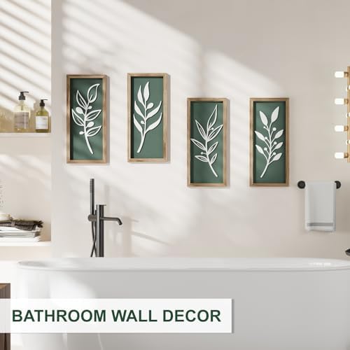 3D Tree Leaf Boho Wall Art, Sage Green, Wooden Framed, Set of 4 - Image 7