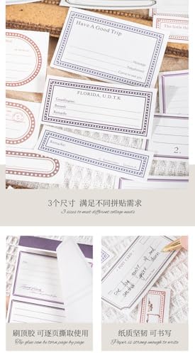 Alideco 400pcs Scrapbook Paper Vintage Minimalist Border Scrapbooking Paper for Journaling Supplies, Decorative Craft Paper for Junk Journals (biankuangxiaorizi) - Image 7