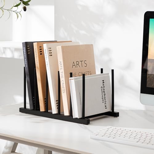 HBlife Desk File Organizer 1 Pack Bamboo 5 Section Vertical File Sorter - Image 7