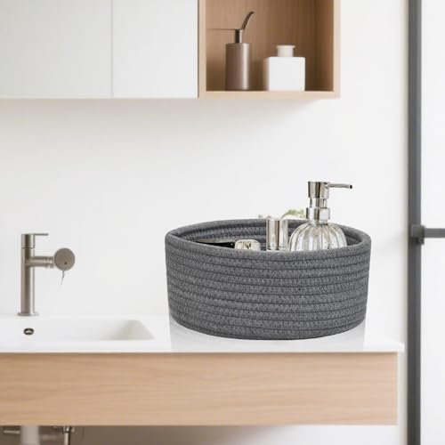ABenkle Small Woven Basket, Empty Tiny Shallow Storage Basket, Mini Cotton Rope Baskets, Round Decorative Hamper, Basket Storage Bins for Toys, Spa, Socks, Nursery, Living Room - Image 6