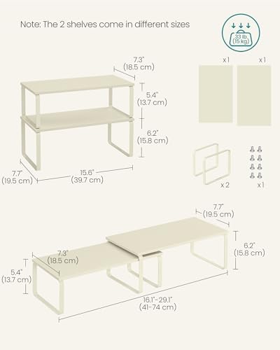 SONGMICS Cabinet Organizer Shelf, Set of 2 Spice Rack, Kitchen Storage - Image 6