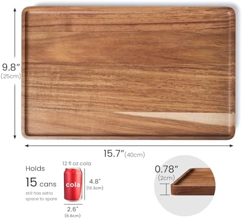 VERTORGAN 2 Pack Acacia Wood Serving Tray,15.8x9.8 Inch Trays,Home Decor - Image 6