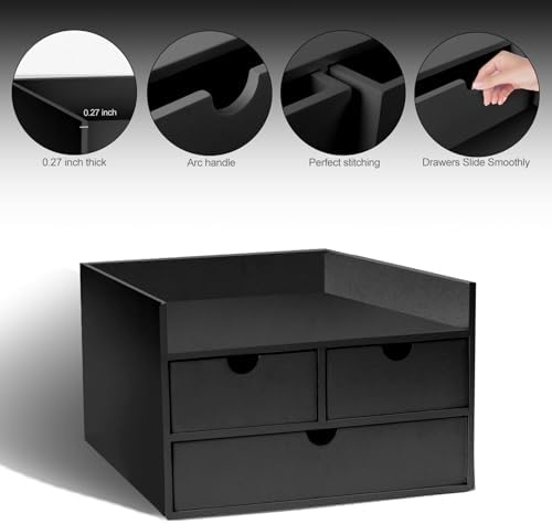 Charmewooden Bamboo Desk Organizer With Drawers Countertop Drawers Counter Storage Box Corner Desk Organizer for Home Office No Assembly Required - Image 6